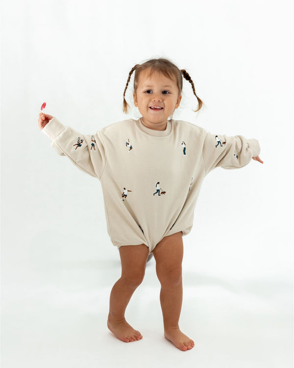 BEIGE SPORTS SWEATER ROMPER